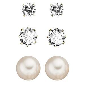3/15 NWT Napier 3 pair Cubic Zirconia and pearl style earrings
